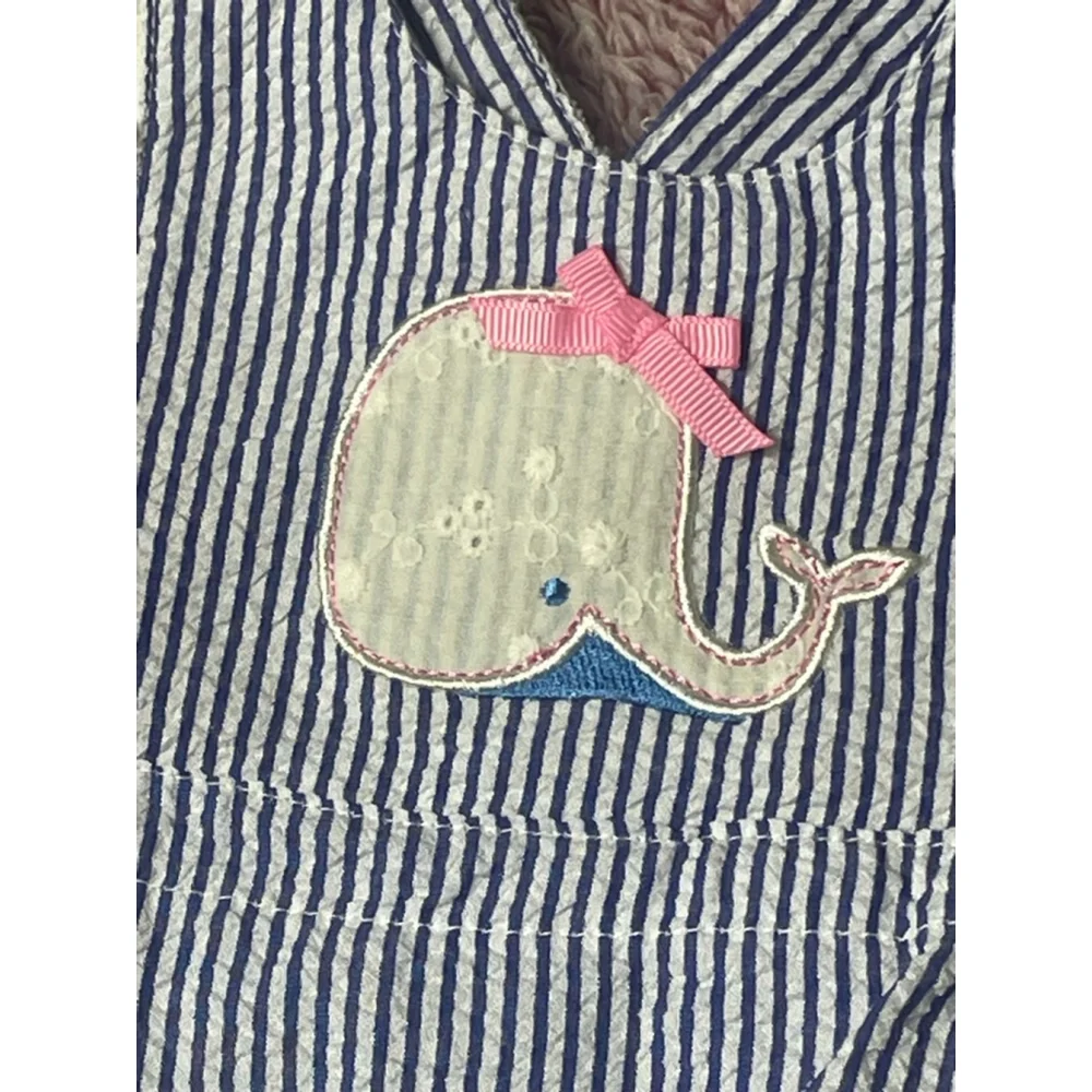 Baby Nursery Rhymes ruffle butt romper 3 Months Whale seersucker